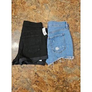 Lot of 2 NWT Old Navy Boyfriend Cutoff Cuffed Shorts SZ 2 Denim Distressed (A225